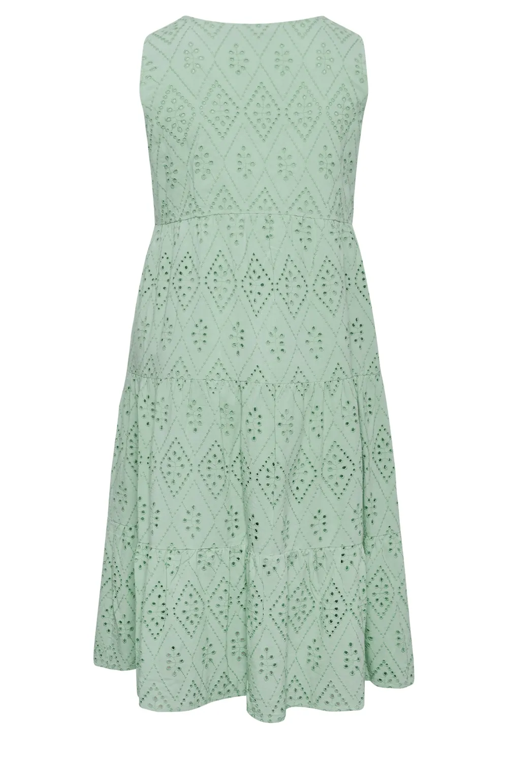 BUMP IT UP MATERNITY Curve Sage Green Broderie Anglaise Tiered Midi Dress