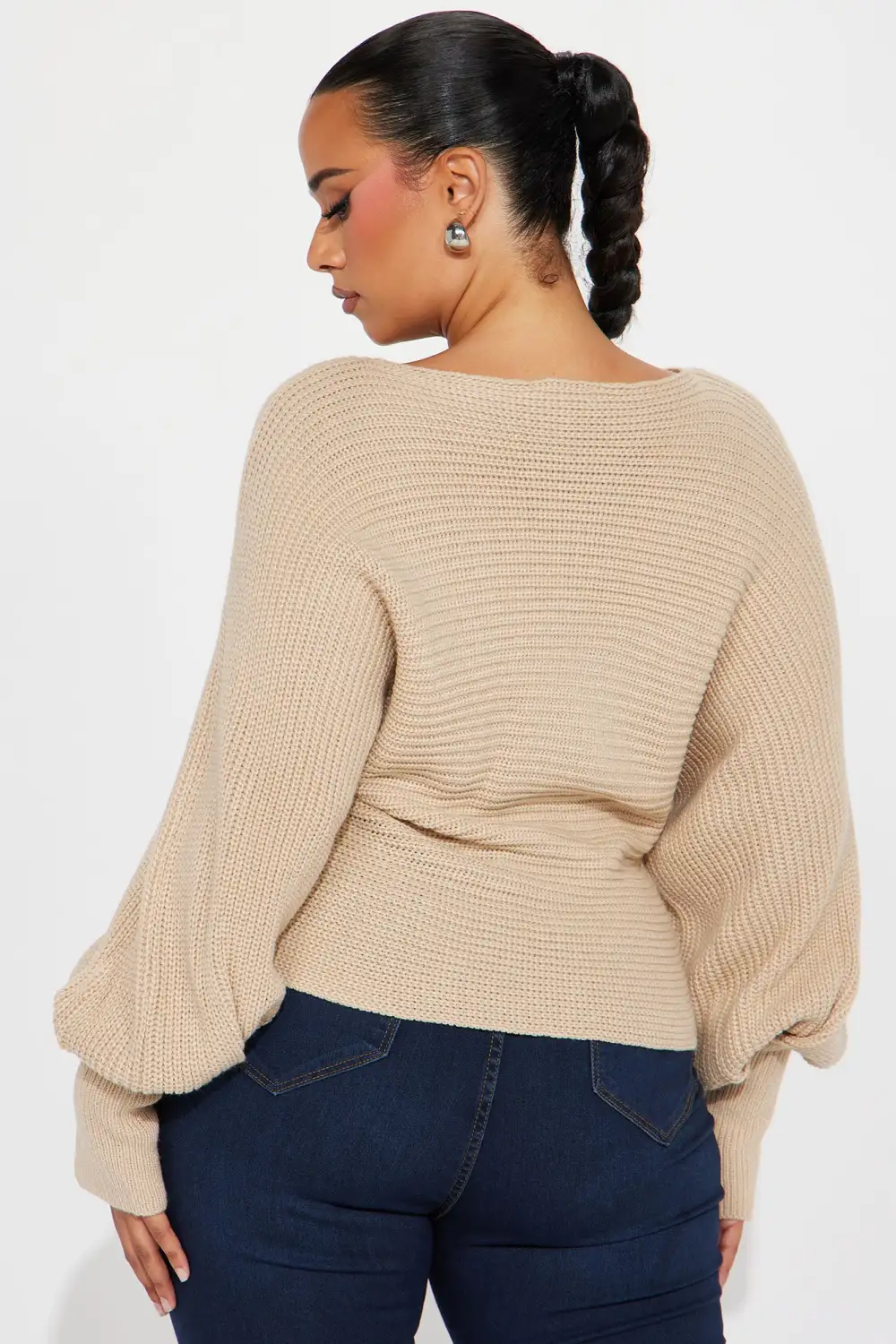 Cozy Mood Balloon Sleeve Sweater - Cream