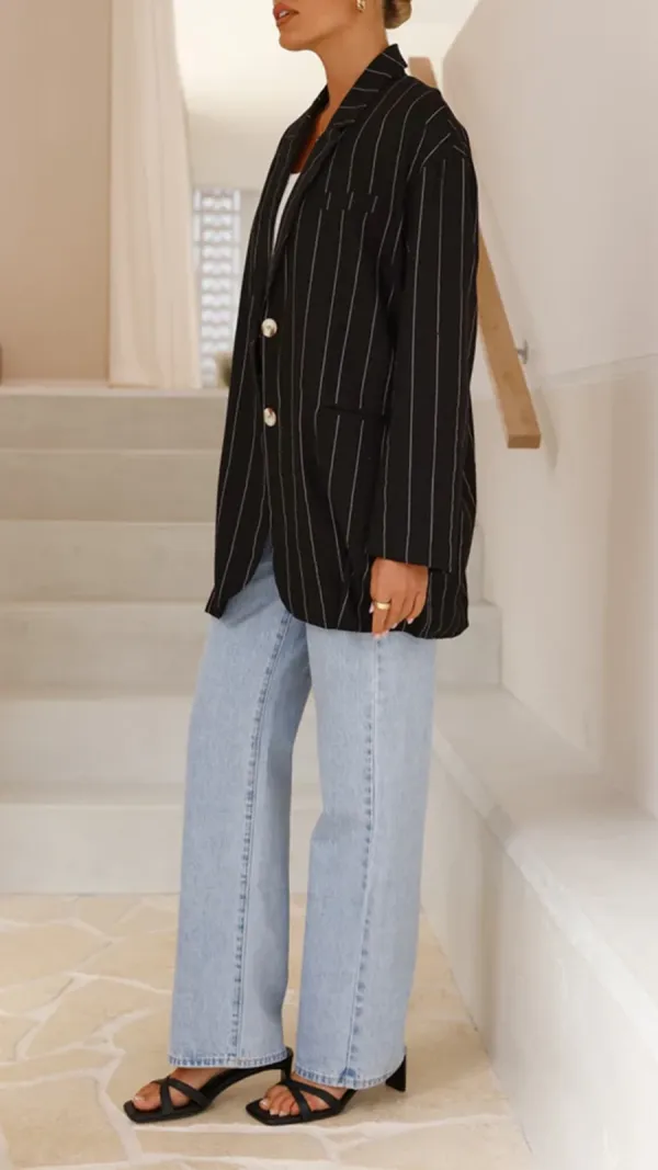 Black Pinstripe Versatile Suit Jacket