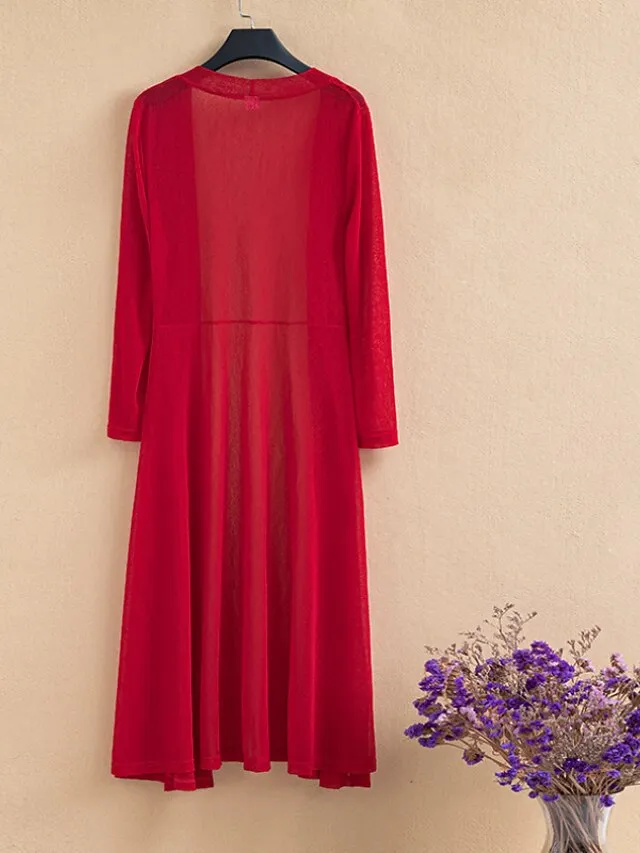 Women's Casual Jacket Long Coat Regular Fit Breathable Casual Jacket Spring Summer Long Sleeve Solid Color White Black Wine Outdoor Street Daily