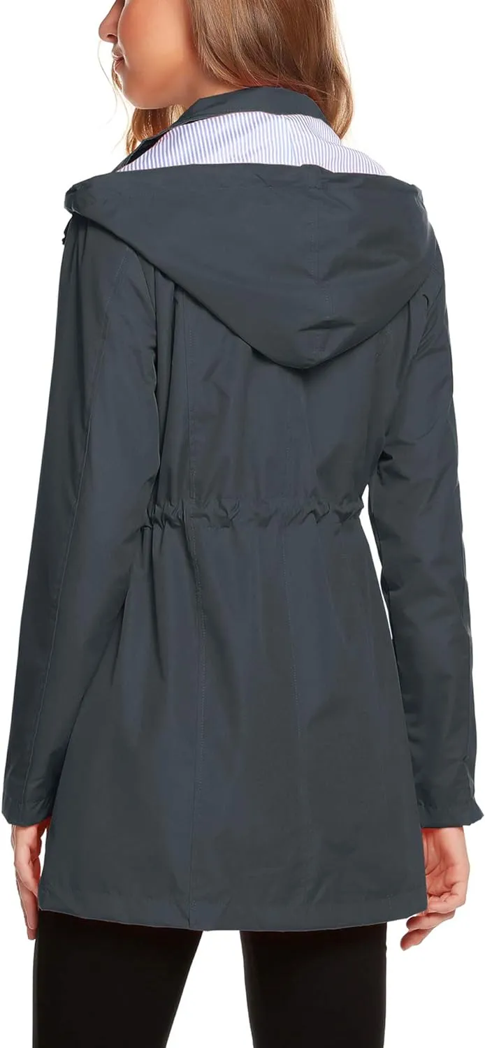 Womens Lightweight Hooded Waterproof Active Outdoor Rain Jacket S-XXL