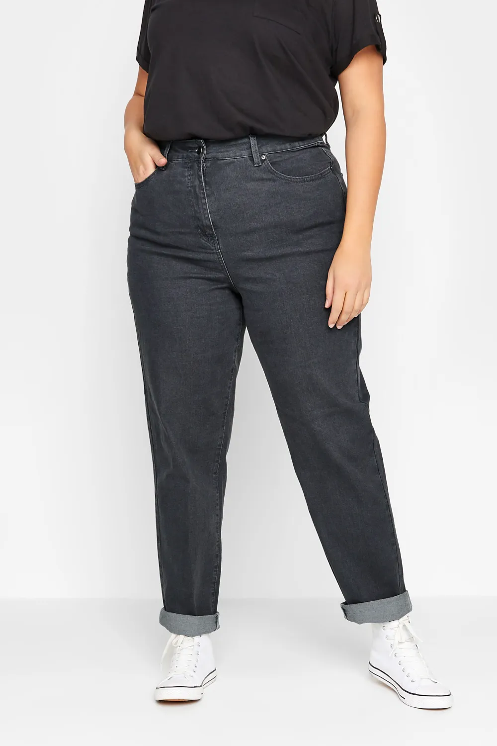 LTS Tall Indigo Blue Washed UNA Stretch Mom Jeans
