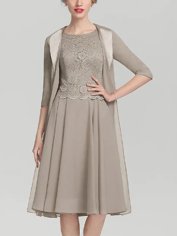 Chiffon Lace A-Line Skirt Chiffon Top Suit