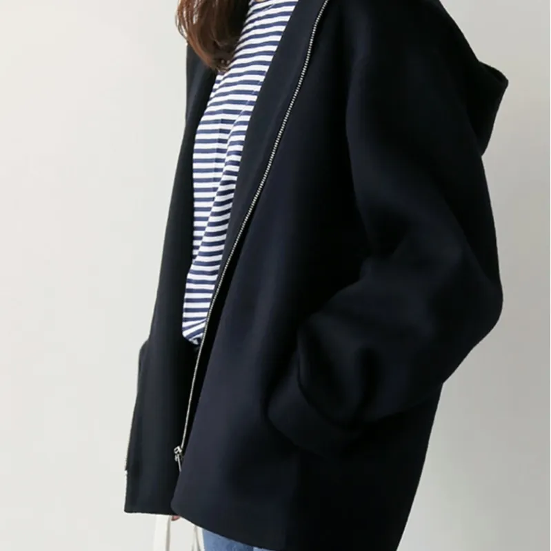 Simple loose woolen coat