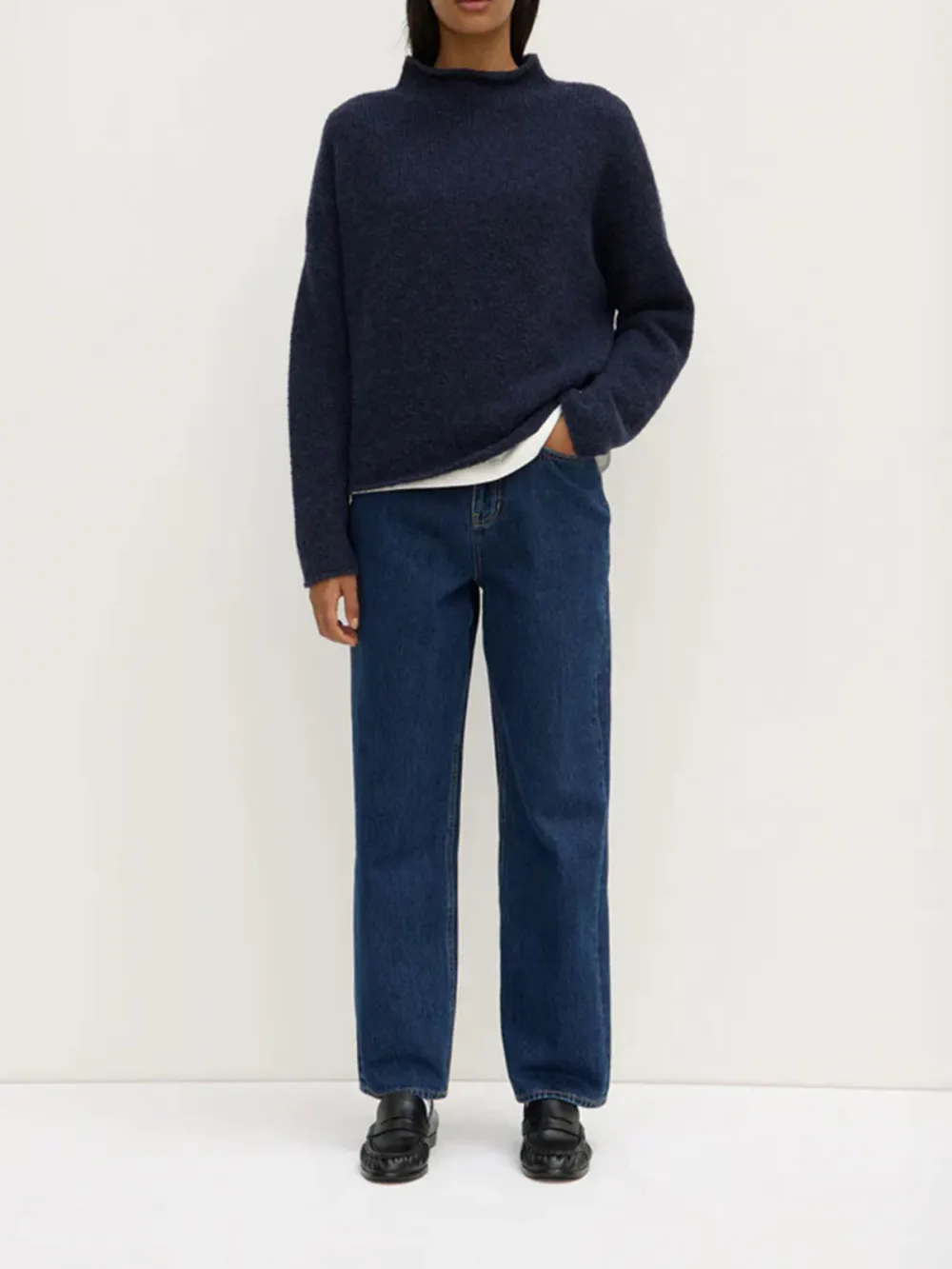 Casual Style Crew Neck Knit Ink