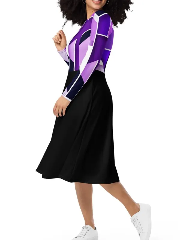 Color-Blocked Midi Dress