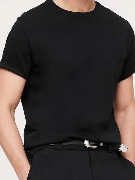 Men's Optic Black Simple Cotton Short Sleeve