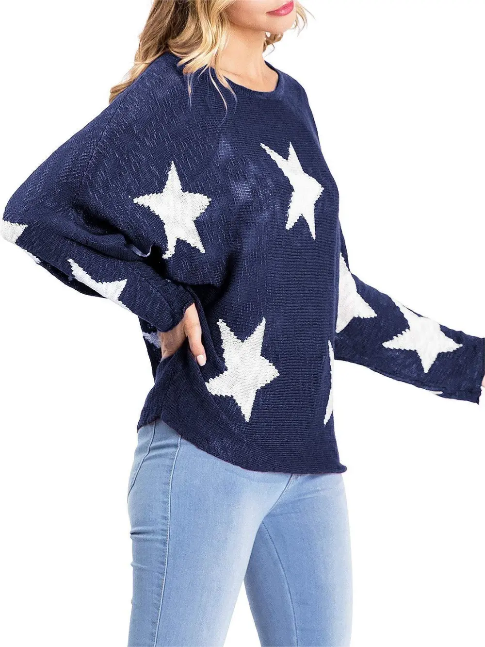 Maroon Star - Print Oversized Sweater