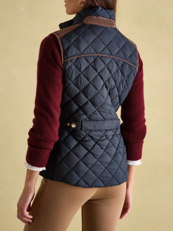 Luxe Navy Showerproof Diamond Quilted Gilet