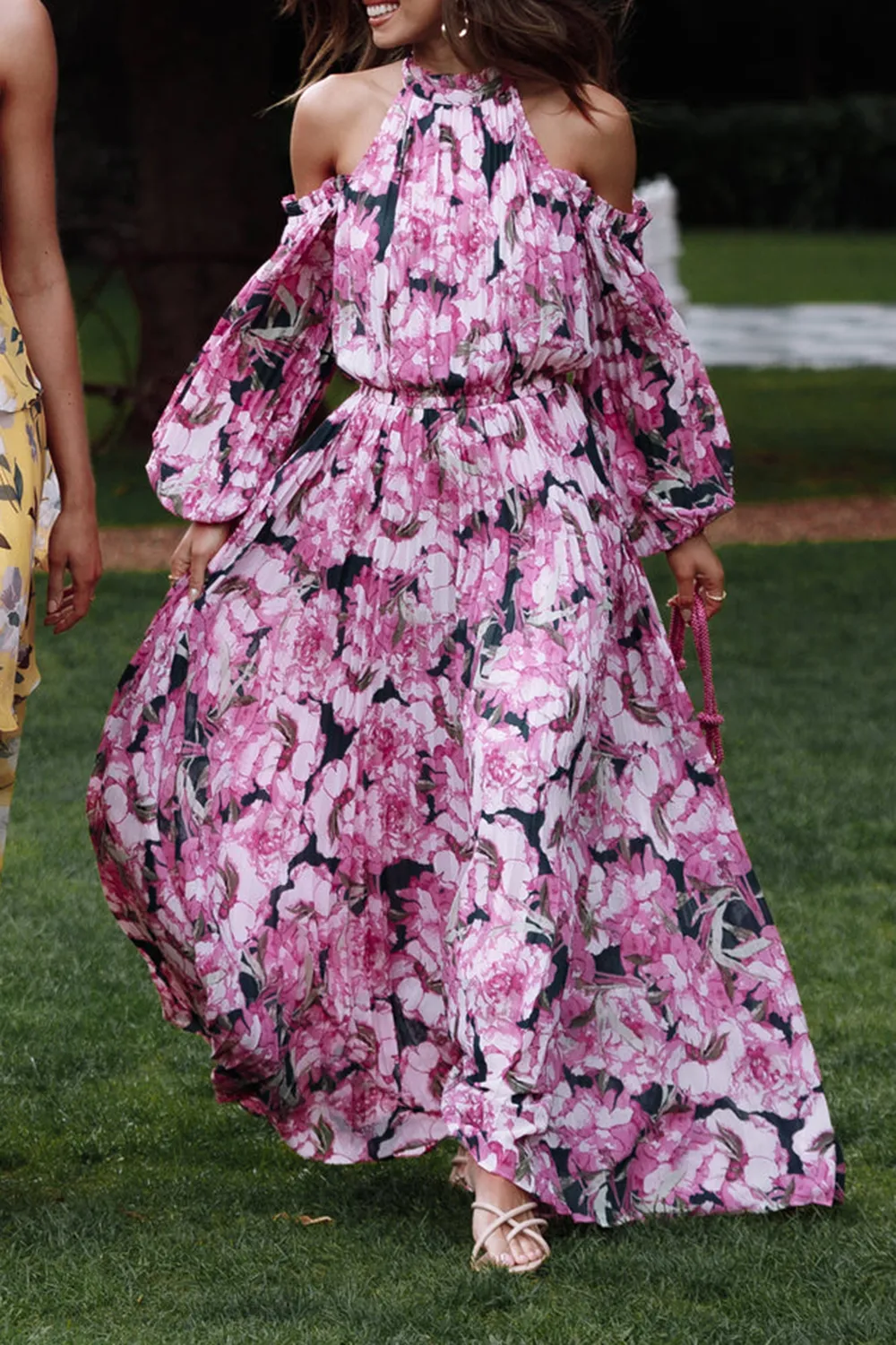 OFF-THE-SHOULDER TRUMPET SLEEVE DRESS