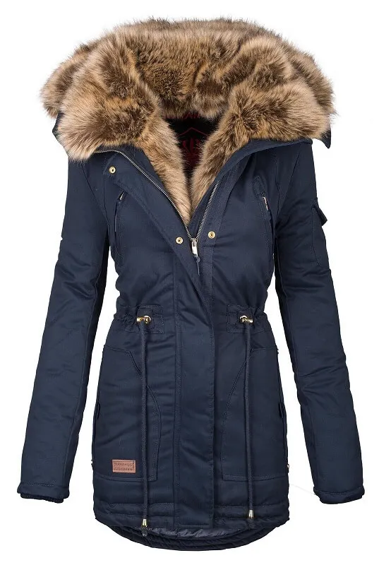 Warm ladies winter parka long jacket green