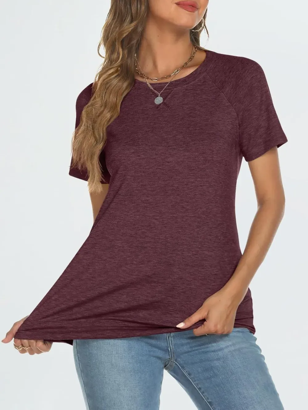 AUTOMET T Shirts Short Sleeve Crewneck Tees for Women Trendy Lightweight Soft Casual Summer Tops Clothes 2024