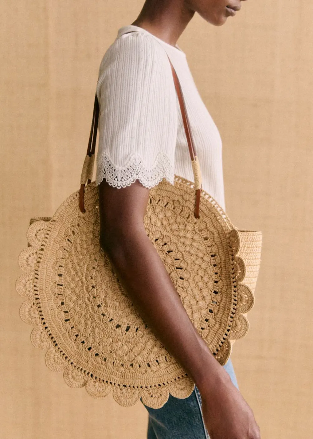 Organic Cotton Lace Trim Short Sleeve T-Shirt