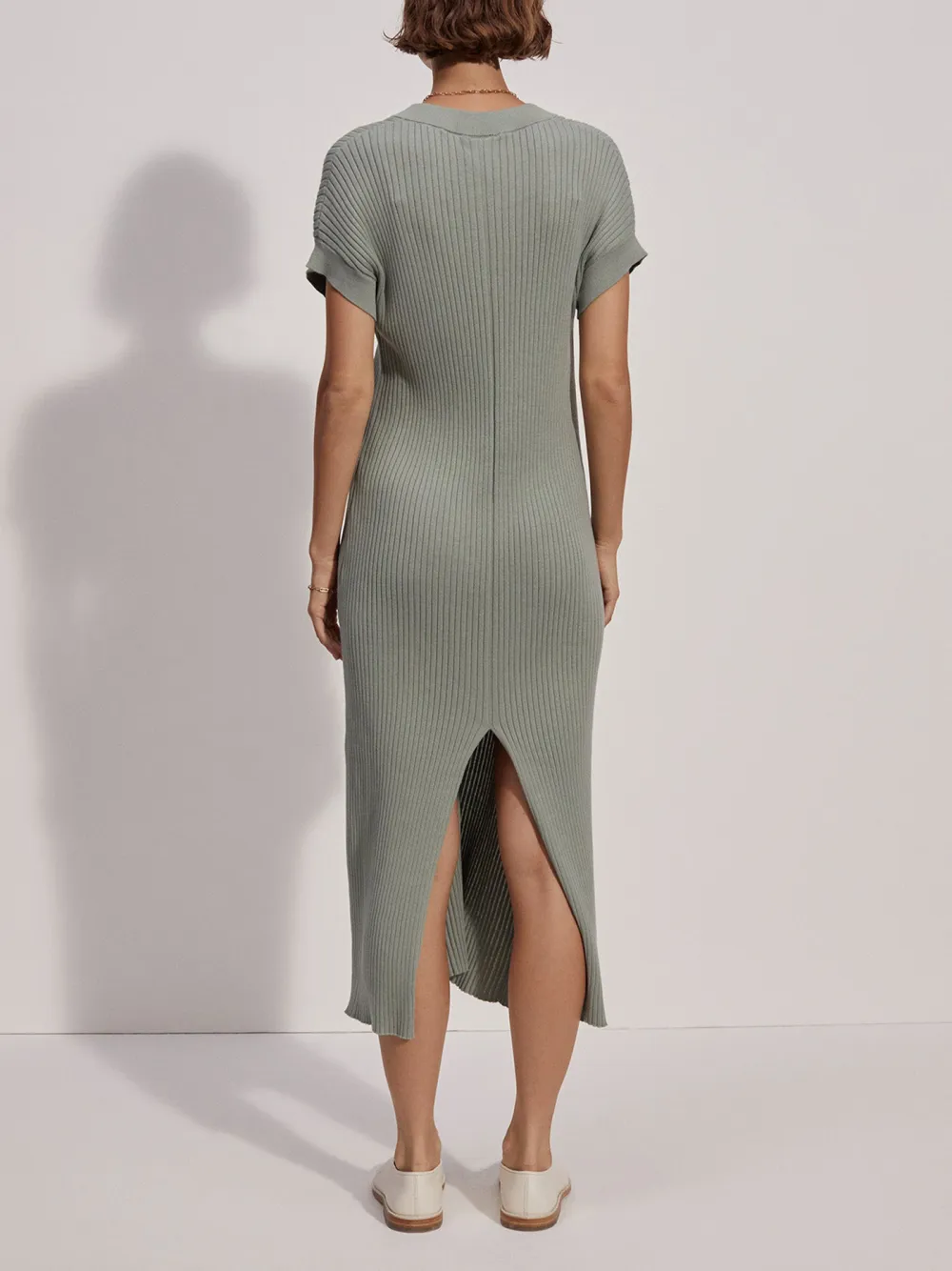 V-Neck Knit Midi Dress