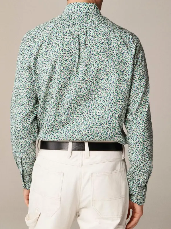 Light Green And White Floral Print Long Sleeve Shirt