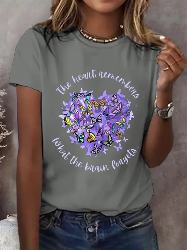Alzheimer's Awareness Print Casual T-Shirt