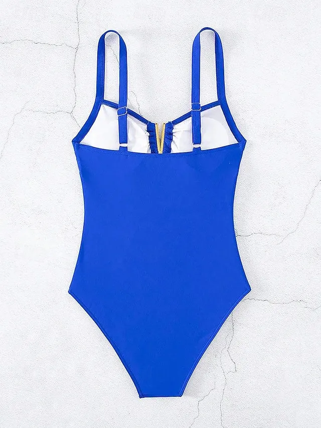 Women's Swimwear One Piece Normal Swimsuit Cut Out Plain Beach Wear Holiday Bathing Suits