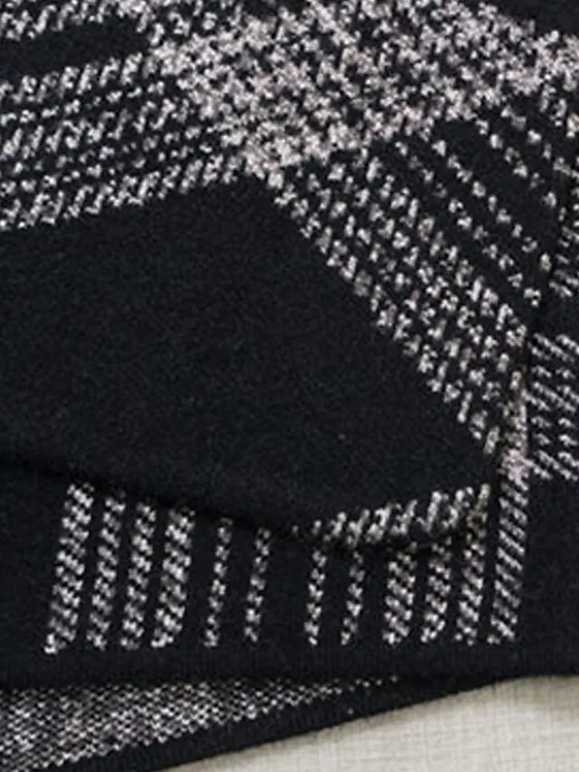 Women's Hoodie Jacket Fall Zip up Sweatshirt Plaid Print Winter Cropped Coat Windproof Warm Casual Jacket Long Sleeve Plaid with Pockets Black