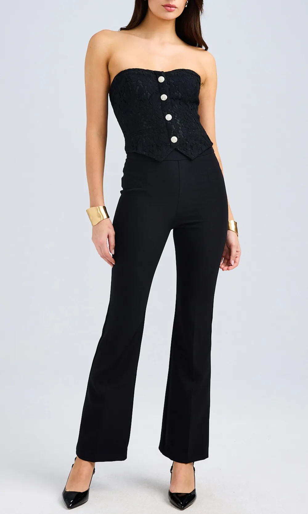 Lace Decorative Button Top