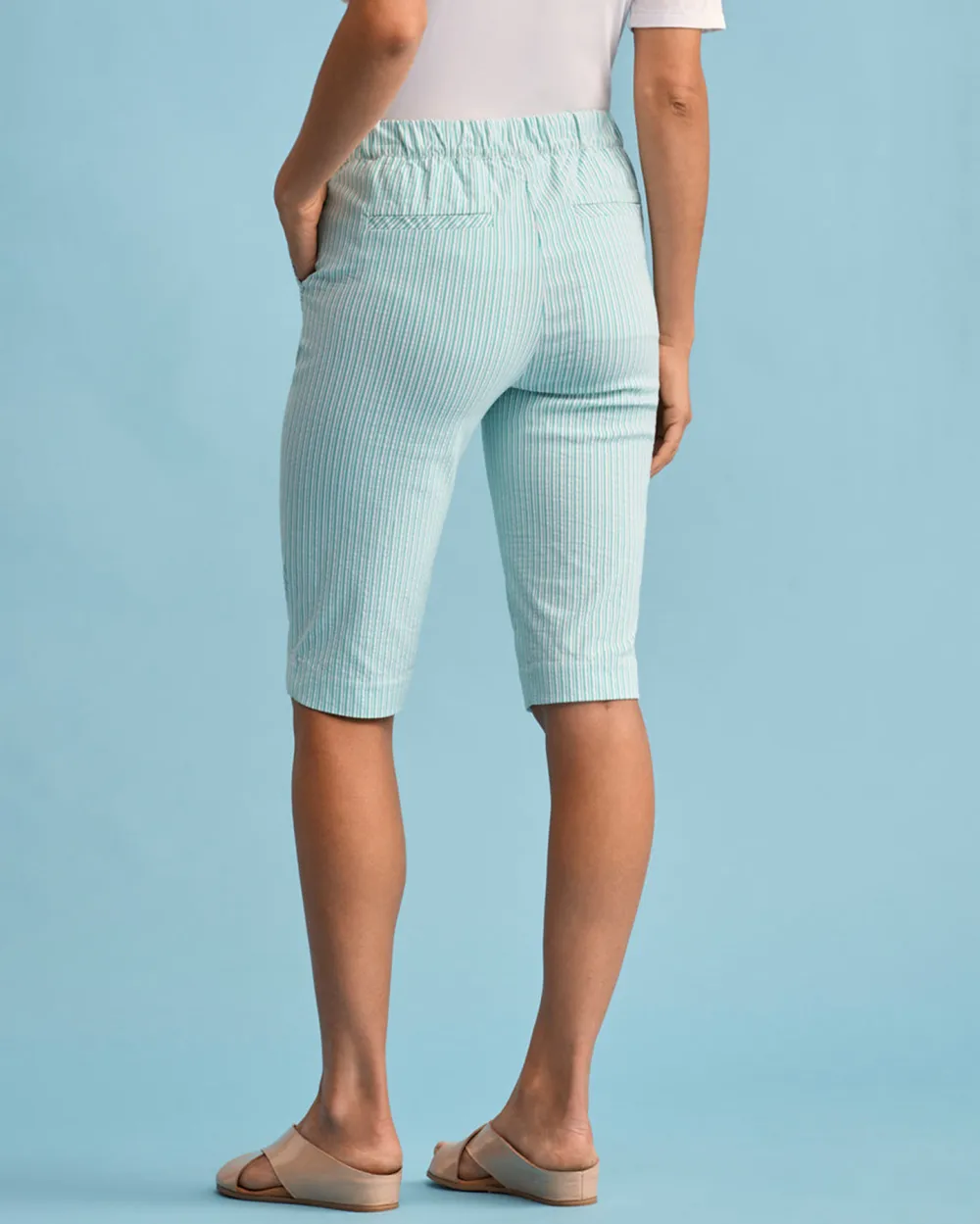 Striped Knee Length Shorts