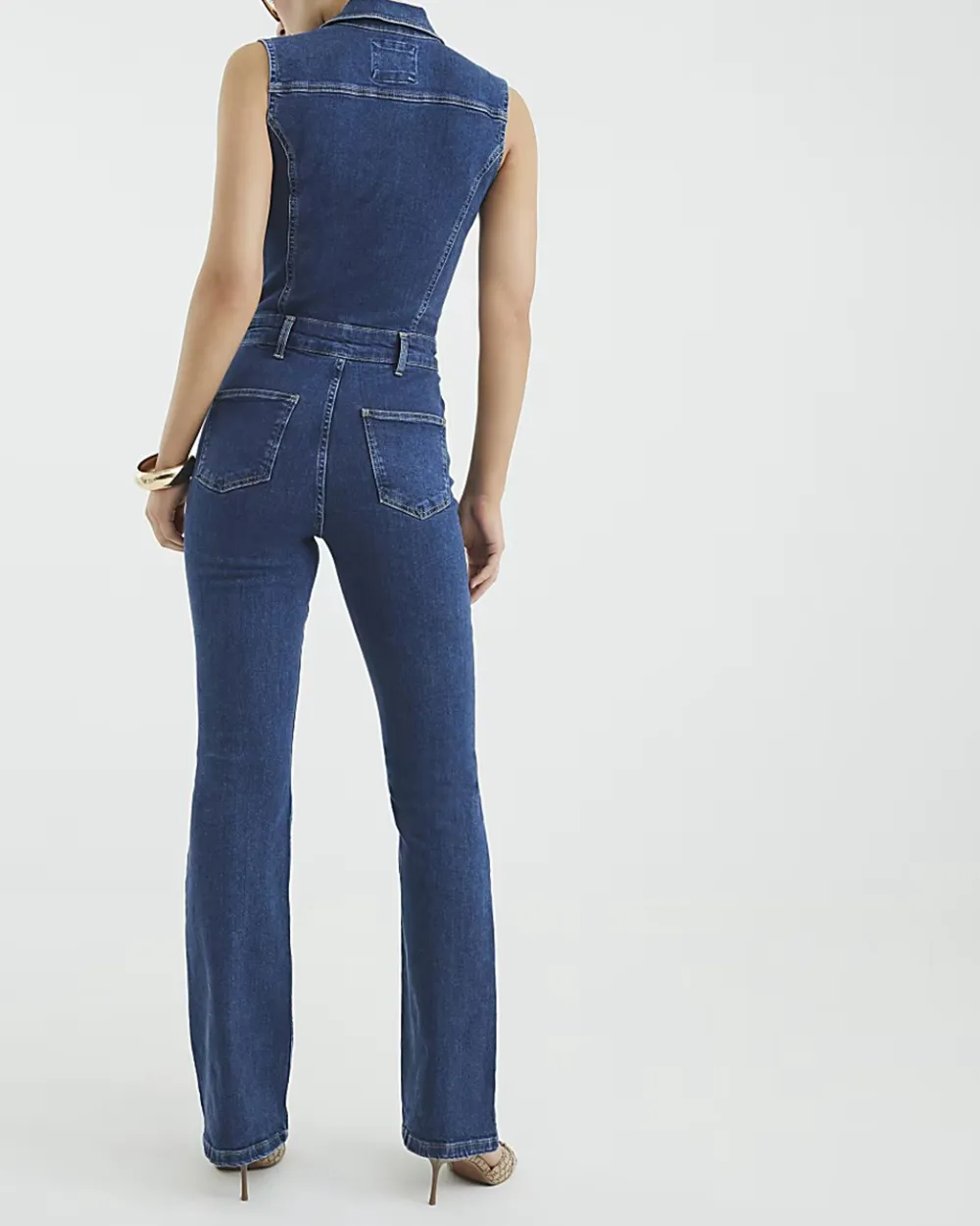 Sleeveless Casual Women's Denim Bodysuits