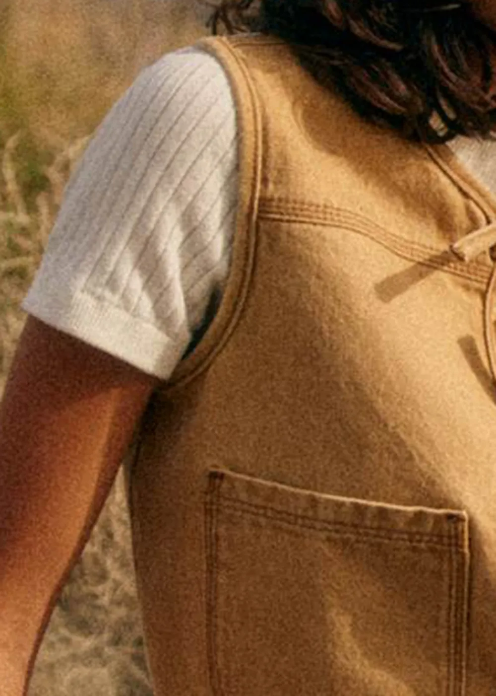 Sleeveless Tie Denim Jacket