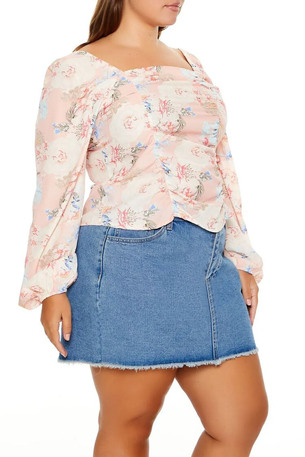 Plus Size Floral Square-Neck Top