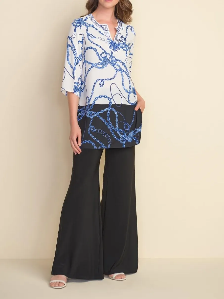 White and Blue Abstract Print Tunic