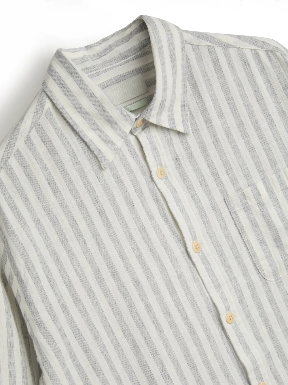 Grey Striped Cotton-Linen Shirt