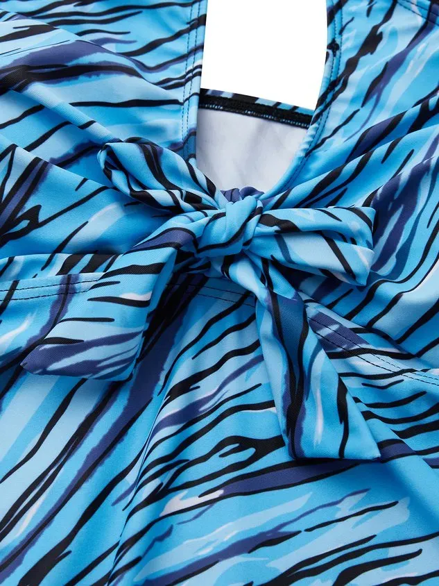 Vacation Abstract Printing Scoop Neck Tankinis Two-Piece Set