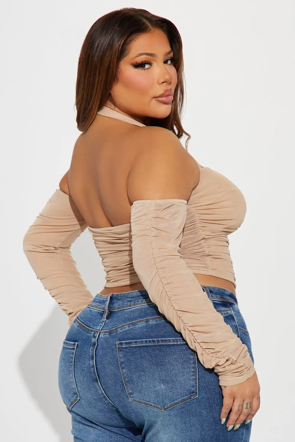 Charlette Mesh Top - Taupe