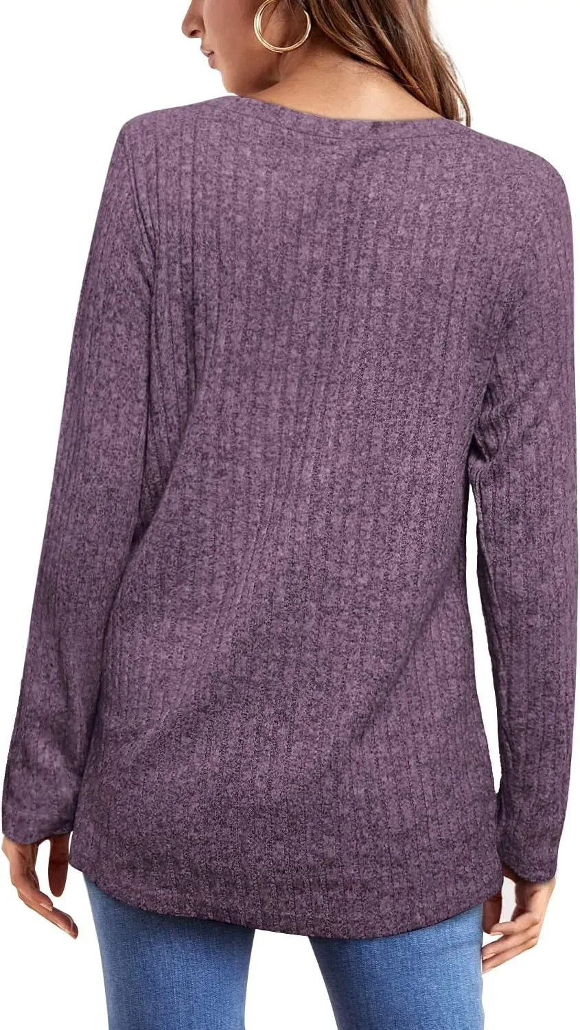 OFEEFAN Long Sleeve Shirts for Women Lightweight Crew Neck Casual Tunic Tops