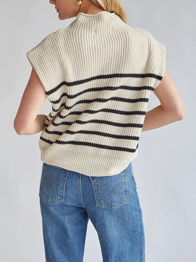 Amari Mock Neck Sleeveless Sweater Top