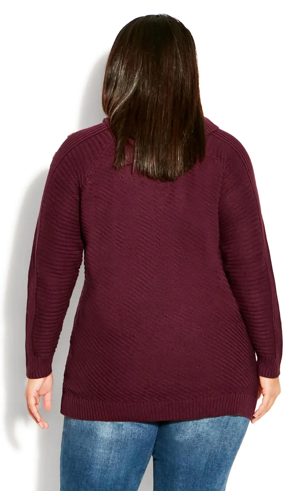 Evans Plum Turtle Neck Button Detail Jumper