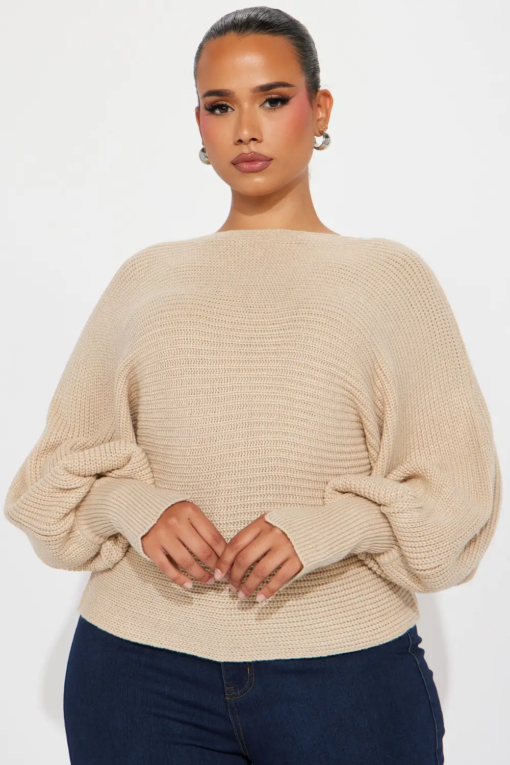 Cozy Mood Balloon Sleeve Sweater - Cream