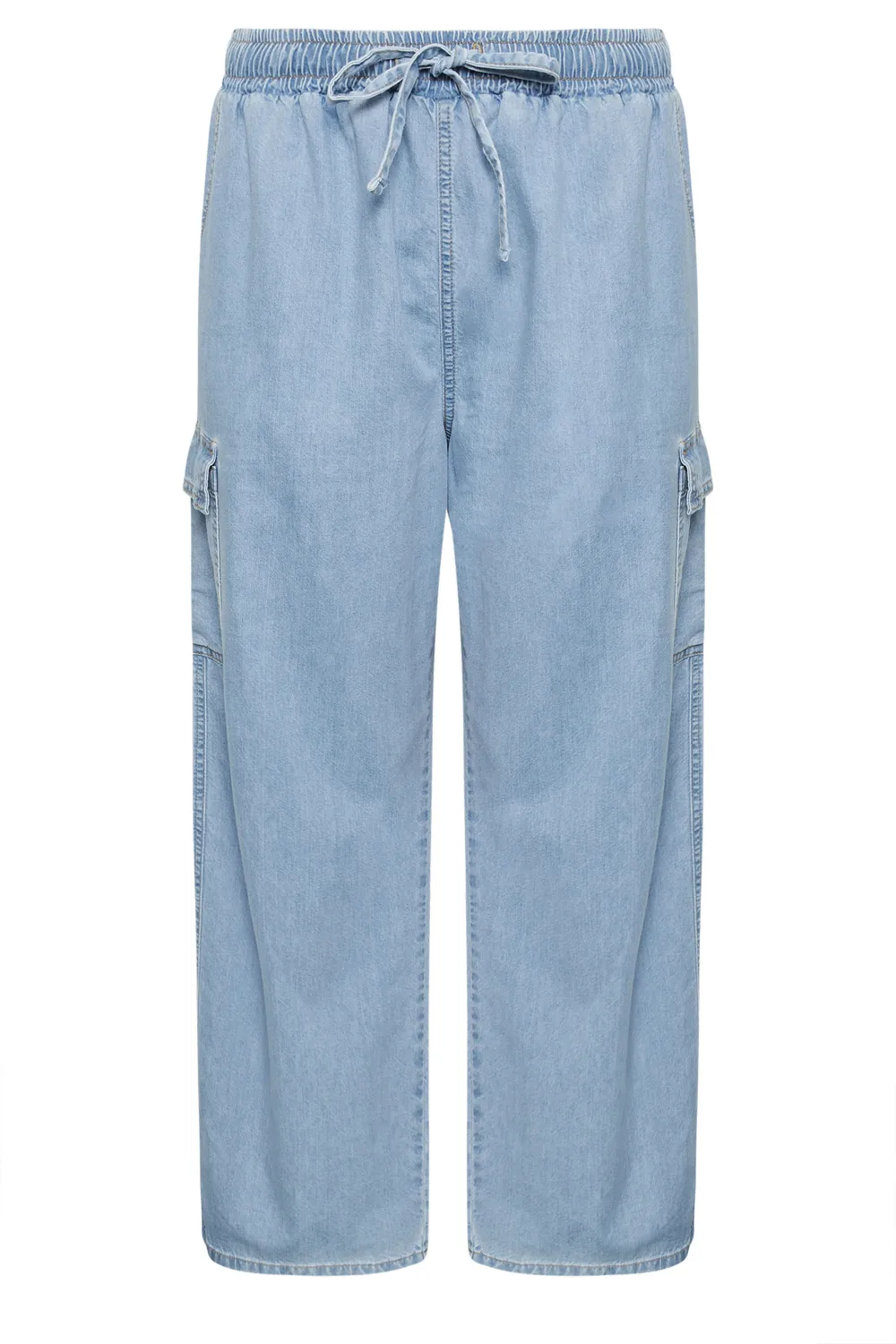 YOURS Curve Blue Wide Leg Cargo Jeans
