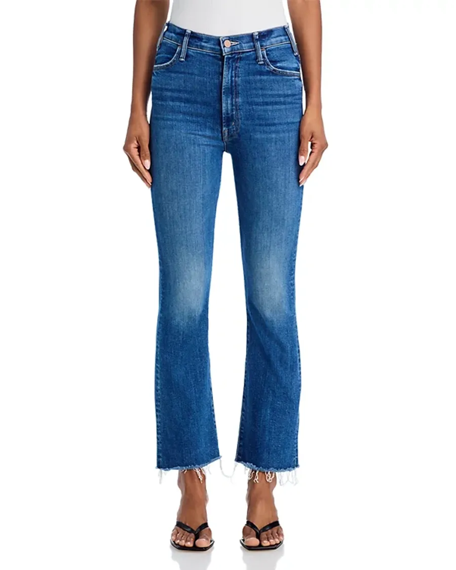 Belt Loops High Rise Flare Leg Ankle Jeans