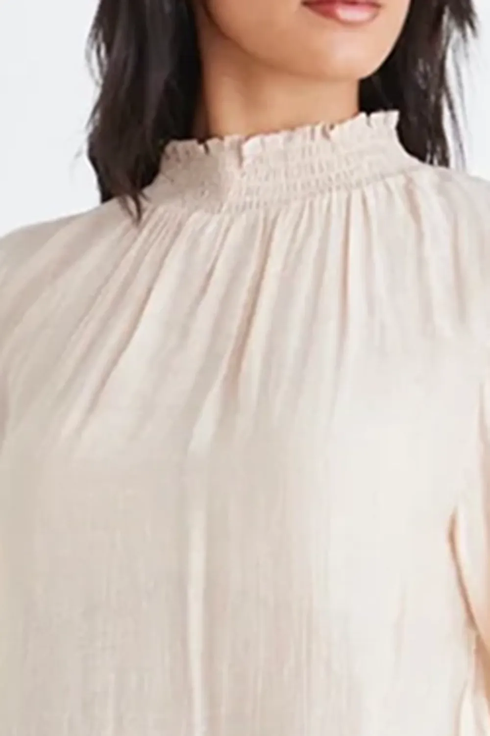 Champagne Textured High - Neck Shirt