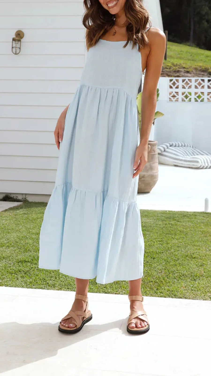 Loose Fluffy Long Suspender Dress