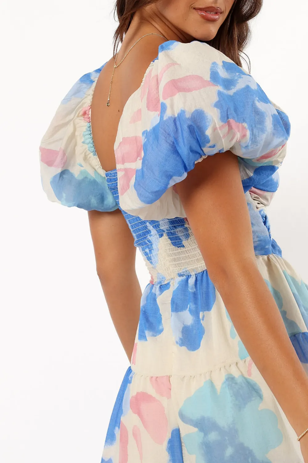 BLUE FLORAL MIDI DRESS