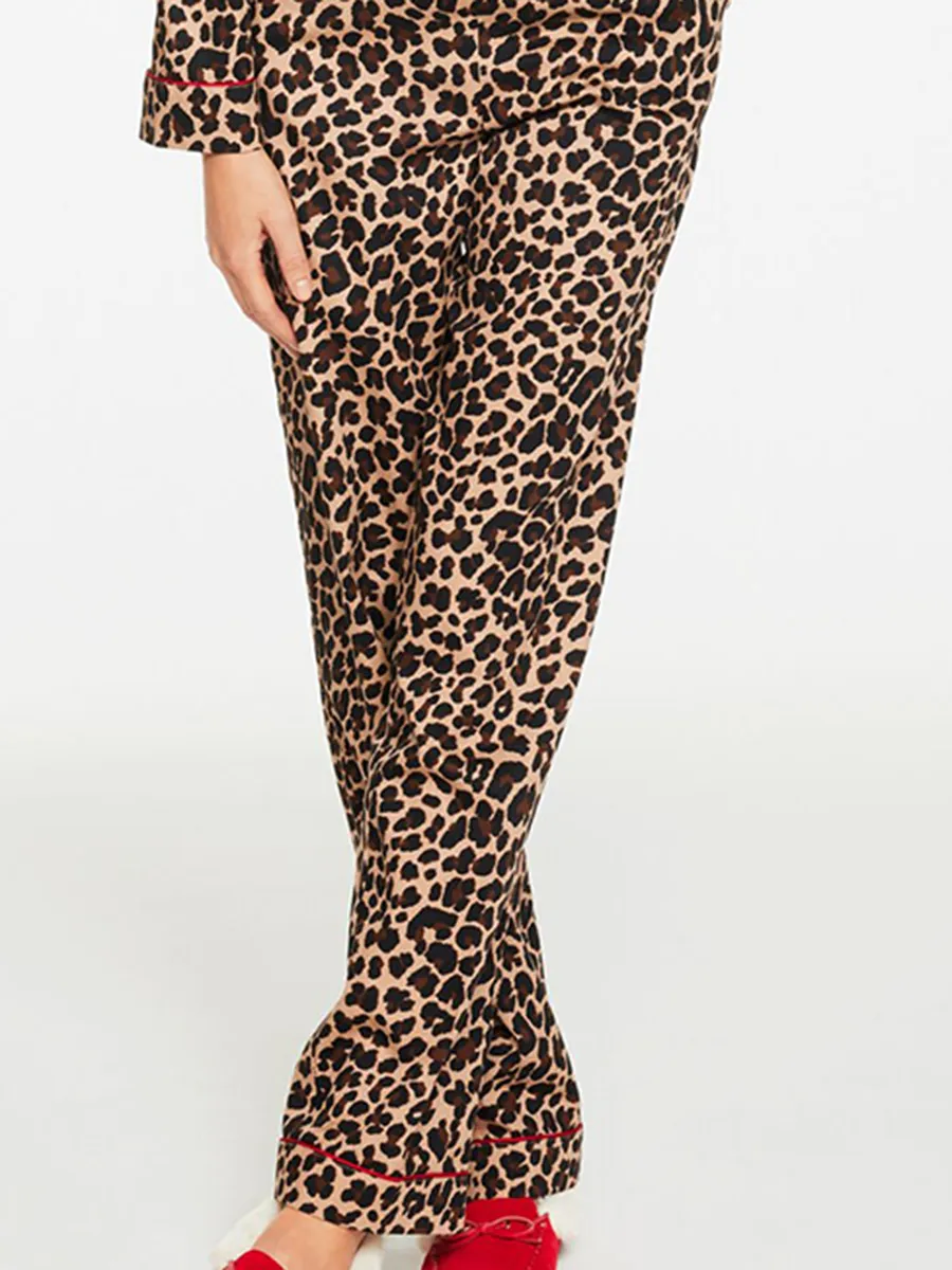 Women'S Stylish Leopard Print Long-Sleeve Loungewear Set