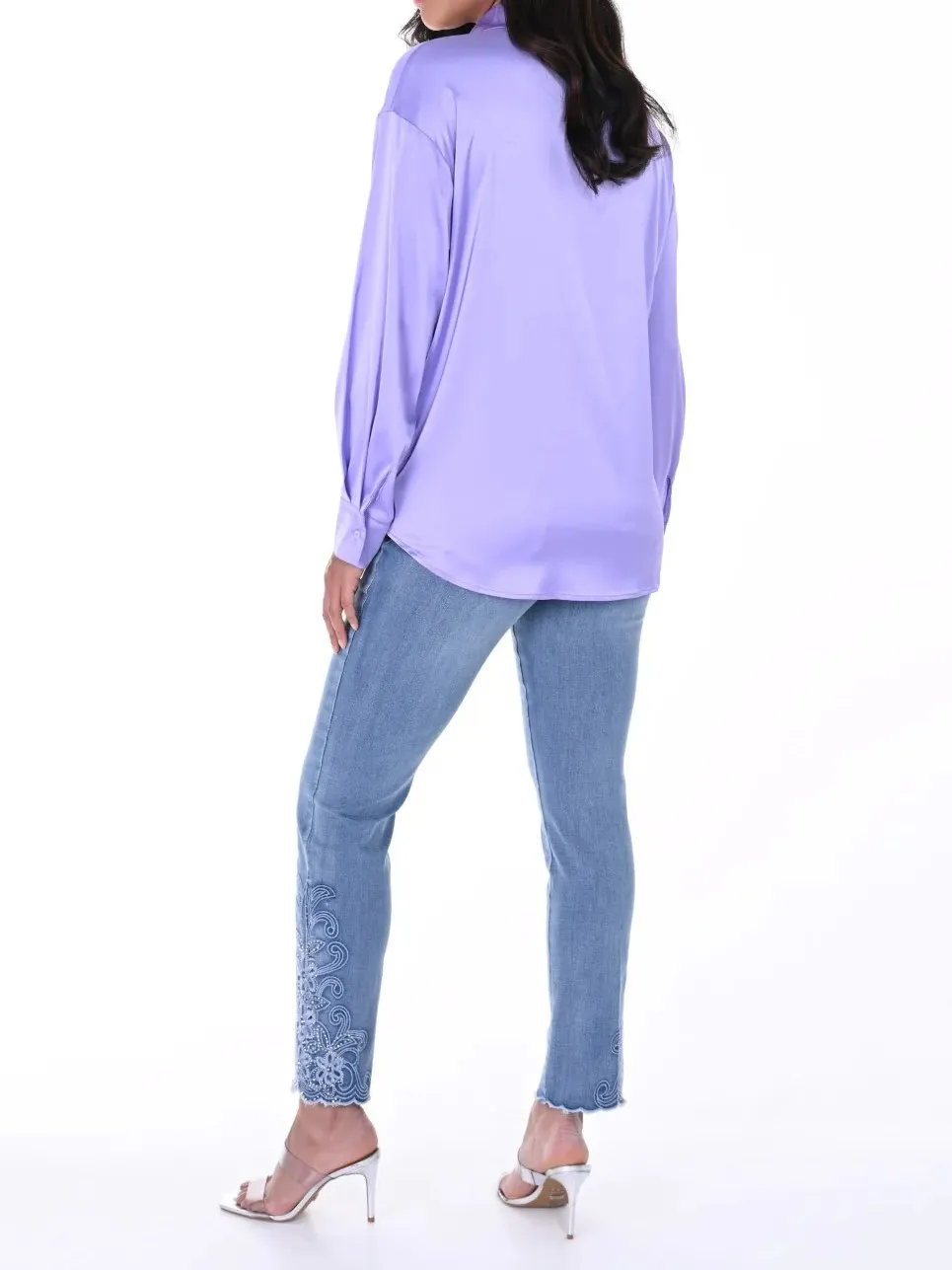 Light Blue Embroidered Cuff Jeans