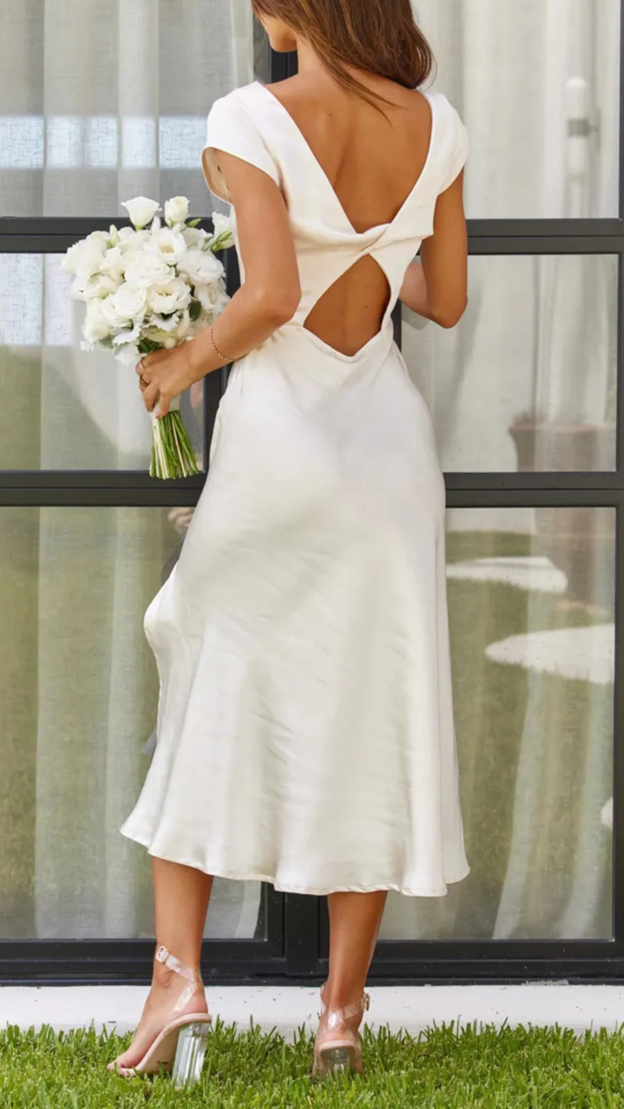 Silky Fabric Midi Dress