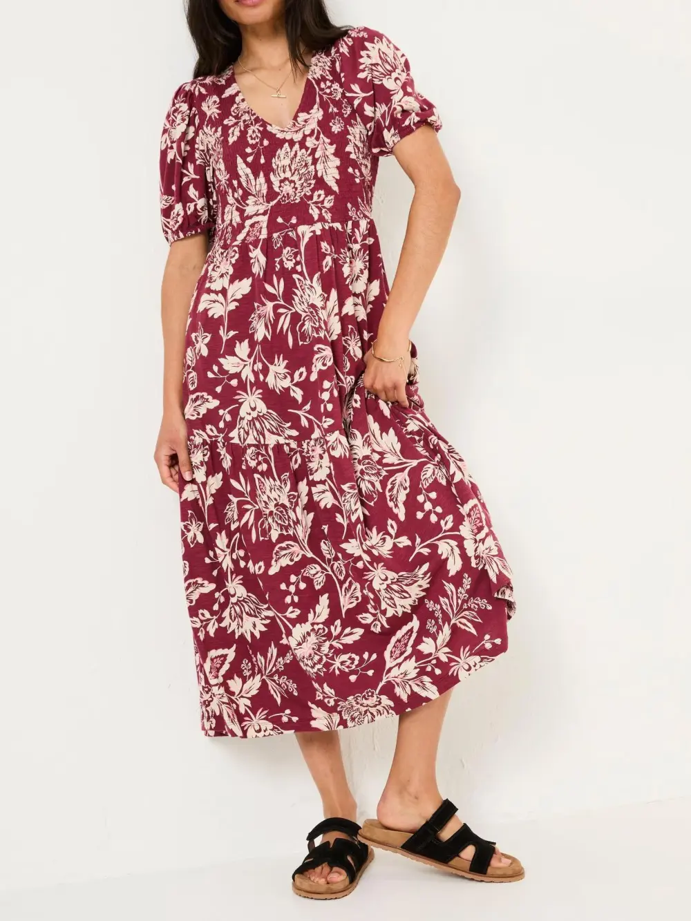 Burgundy Red Danielle Midi Dress