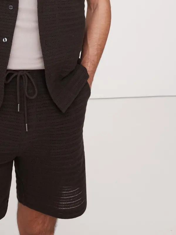 Men's Heathland Brown Cotton Jacquard Shorts