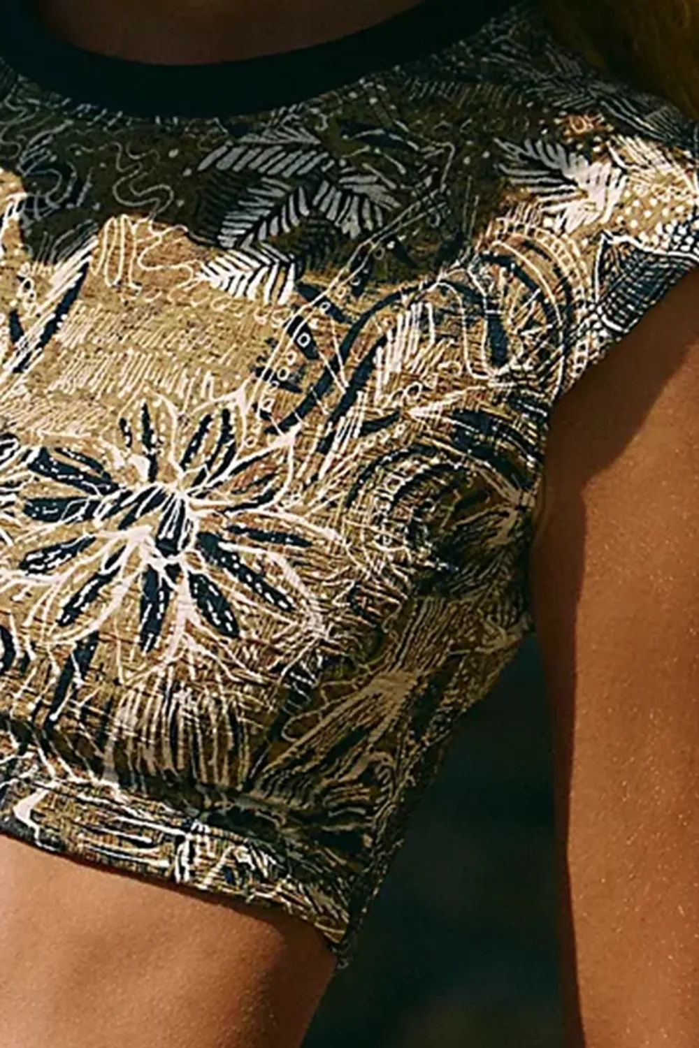 Cotton Cropped Printed Tee