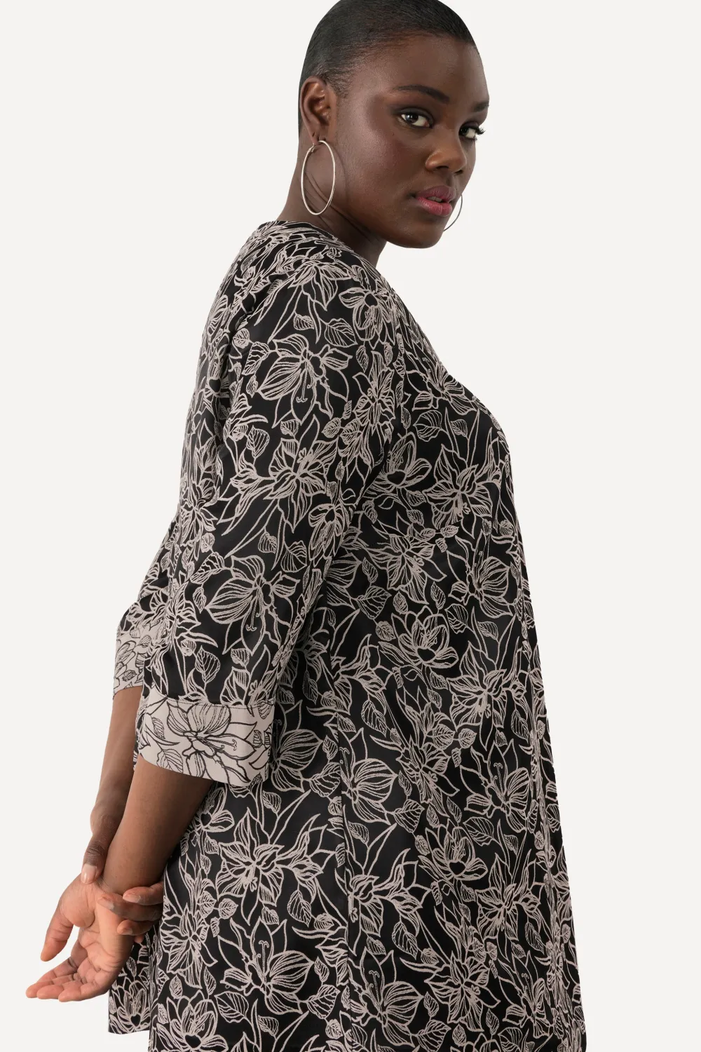 Jacke Blüten A-Linie V-Ausschnitt Hakenverschluss