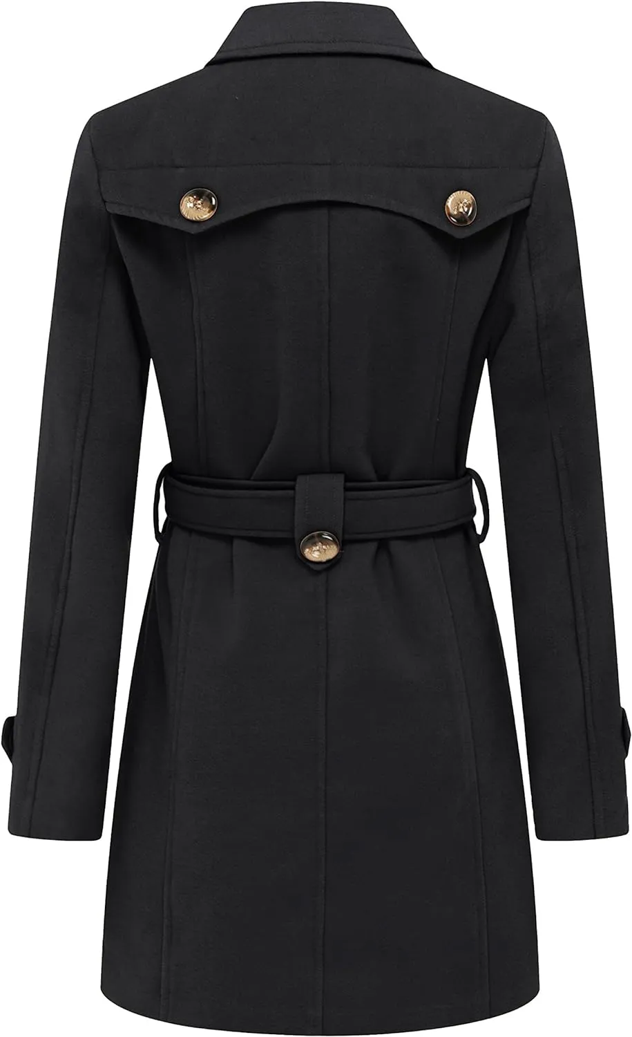 Women's Double Breasted Pea Coat Winter Mid-Long Trench Coat with Belt