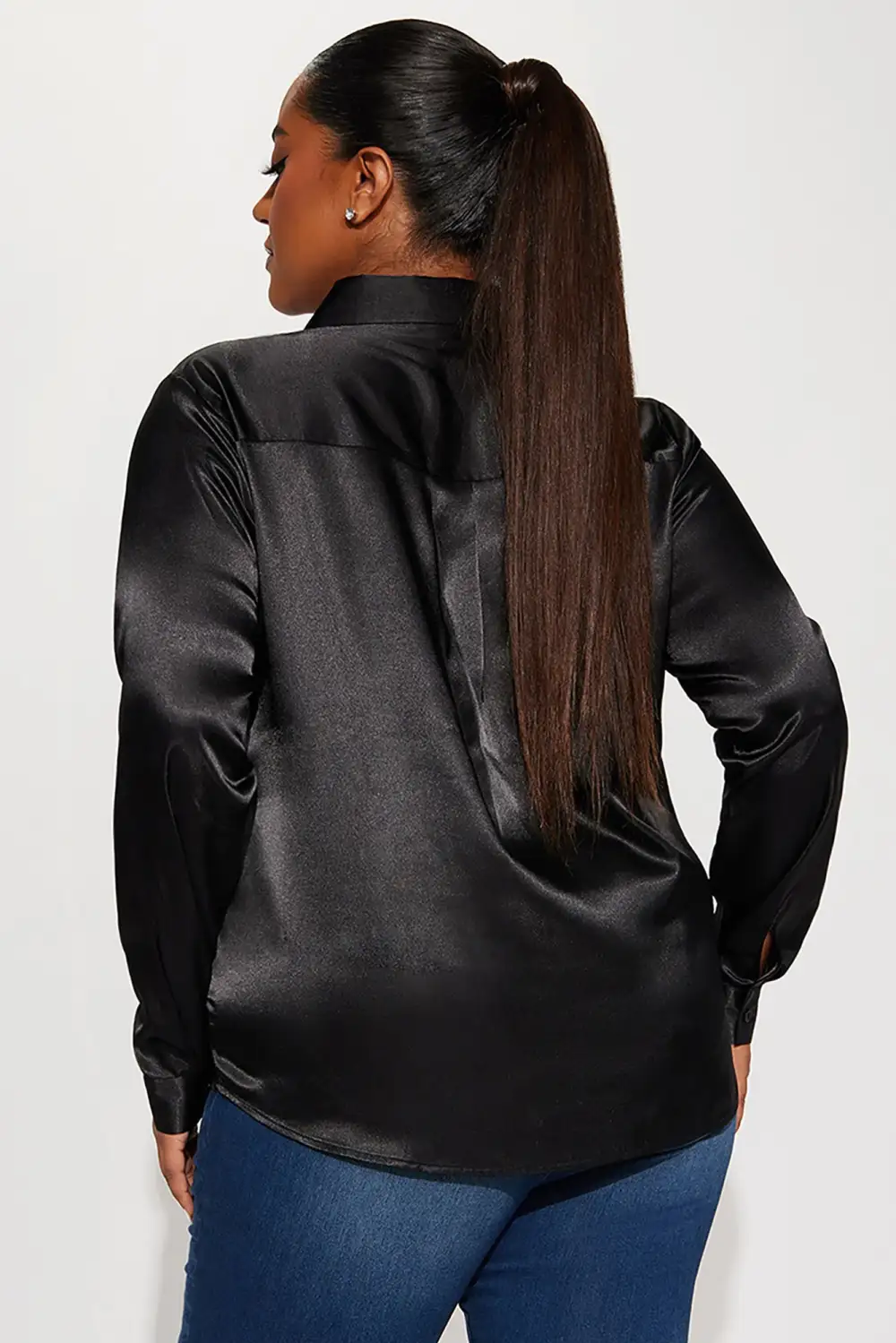 You Better Work Satin Shirt - Black