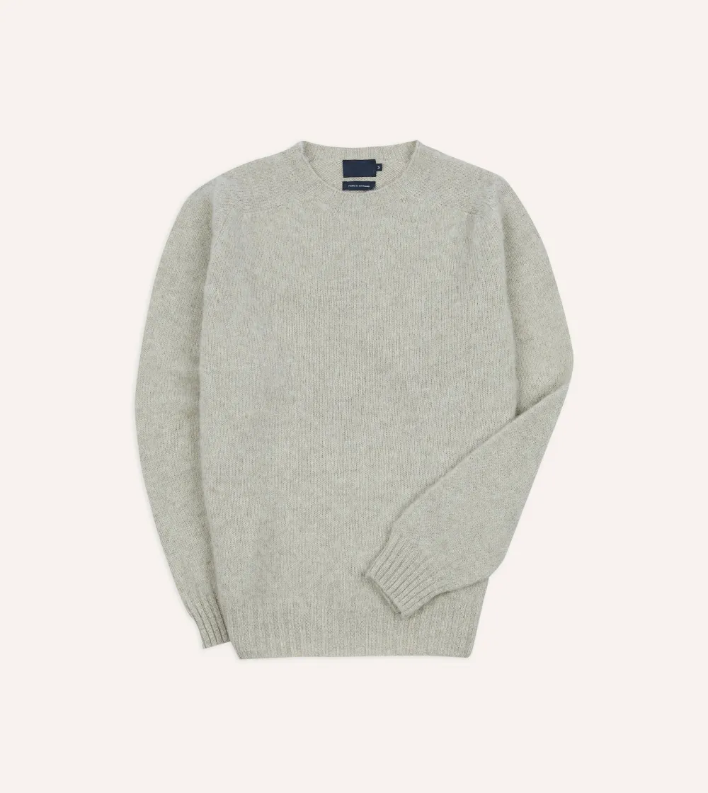 Stone Brushed Shetland Crew Neck Jumper Lambswool Elegant